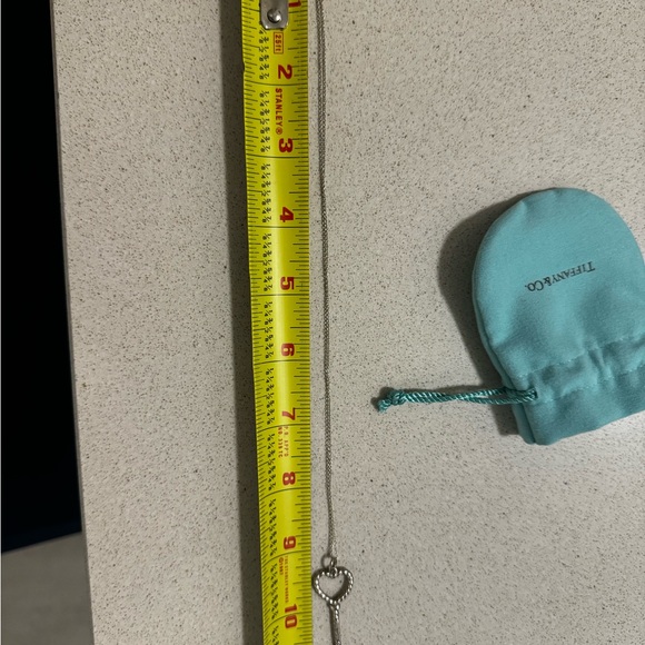 Tiffany Co Silver Twist Heart Key Necklace Pendant Charm 18 inch silver chain - Picture 10 of 10